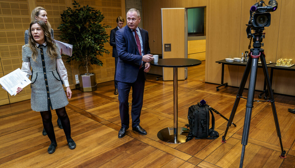 Oljefondsjef Nicolai Tangen etter presentasjonen av fondets resultat for 2021 på en pressekonferanse i Norges Bank i Oslo. 📸: Stian Lysberg Solum / NTB