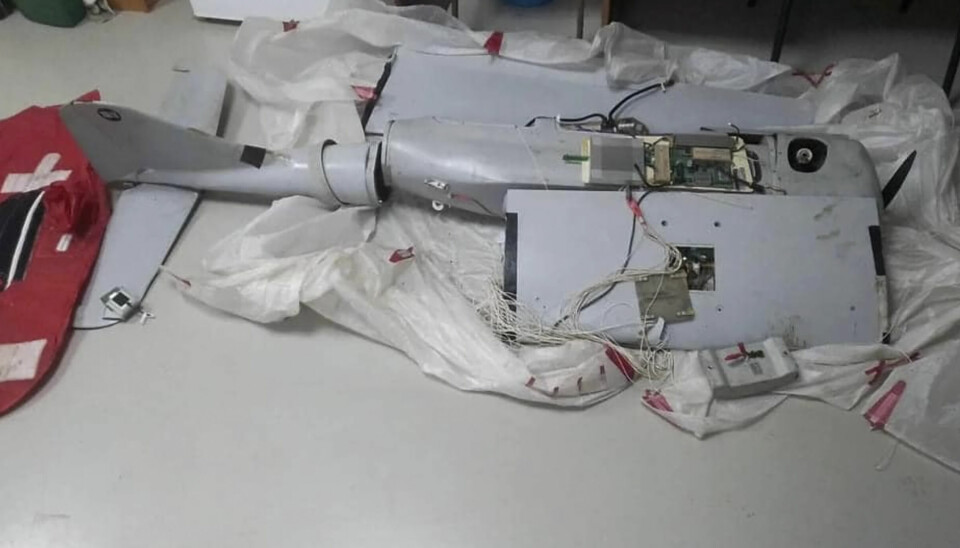 En russisk drone skutt ned over Ukraina i mai. Elektronisk krigføring er en viktig, men nesten usynlig del av krigen i Ukraina. 📸: Ukrainsk luftforsvar via AP/NTB