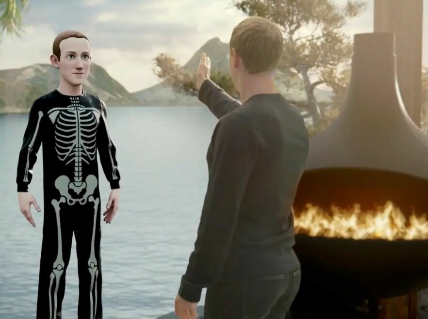 Meta-sjef Mark Zuckerberg under sin lansering av det nye Meta-navnet og deres nye metavers-planer. 📸: Meta