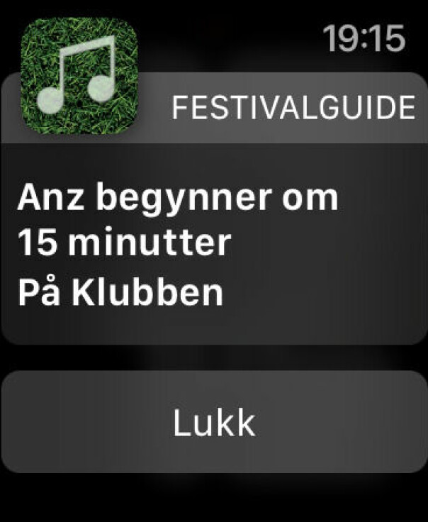 Jeg fikk 38 sånne varsler i løpet av festivalen. Like gøy hver gang.