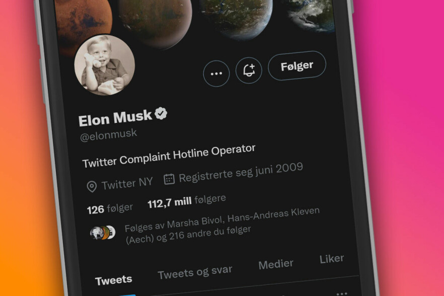 'Twitter Complaint Hotline Operator' kaller Elon Musk seg selv på Twitter. 📸: Ole Petter Baugerød Stokke