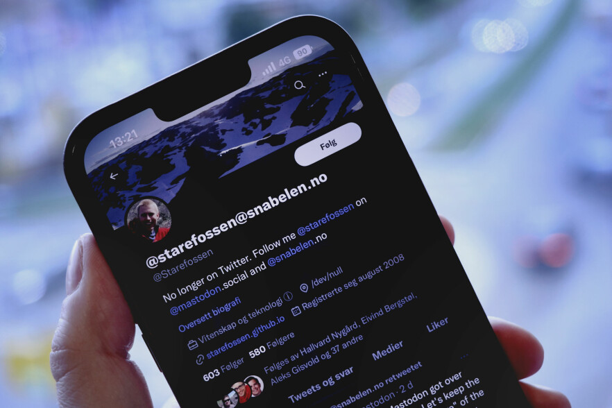 Sånn her er det flere Twitter-profiler som ser ut om dagen, etter at Elon Musk kjøpte det sosiale mediet. Men hva er egentlig vitsen med Mastodon, og vil folk faktisk gi opp Twitter nå? 📸: Ole Petter Baugerød Stokke