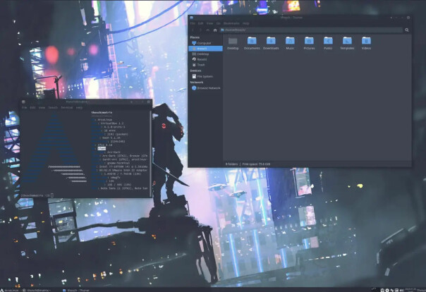 Stacking window manager xfwm4 (som nå også har compositor støtte i motsetning til xfce) som blir brukt av xfce4 desktop enviroment