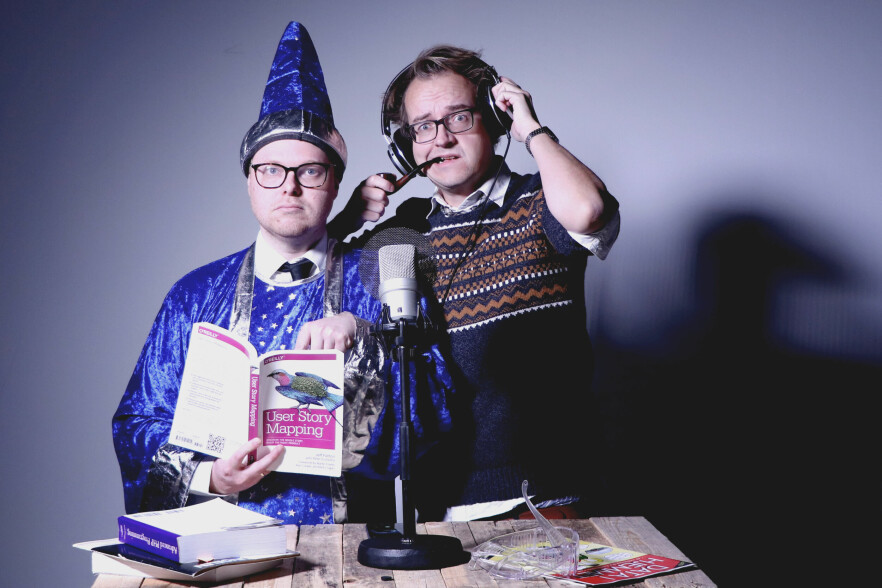 Her har faktisk både Jørgen og Ole Petter på seg hvite skjorter, som faktisk var et forsøk på en slags retro-nerde-greie. Så kanskje Jørgen har rett i det han sier om hvite skjorter på kontoret. 📸: Ole Petter Baugerød Stokke