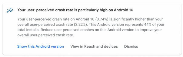 Android Vitals vil advare deg hvis appen du har laget er ustabil på enkelte enheter eller versjoner av Android. 📸: Google