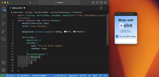 En plugin til VS Code gir automatisk kodefullføring og syntaksutheving. 📸: Slint