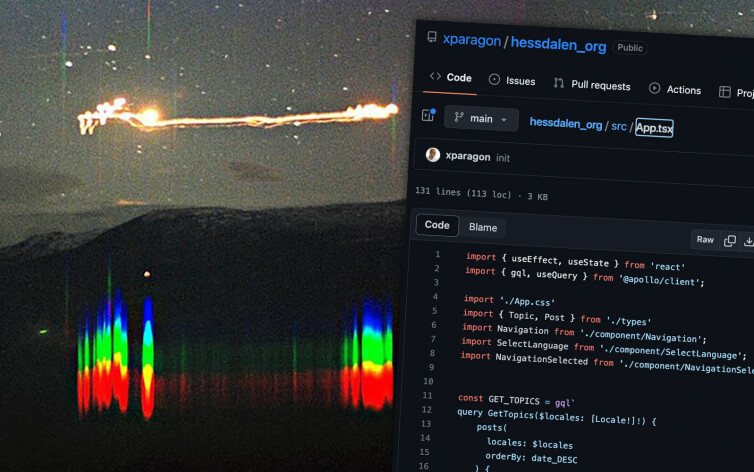 Norske utviklere er i full gang med å modernisere Hessdalen-prosjektet, og har allerede laget en prototyp på nye nettsider i React. 📸: Project Hessdalen
