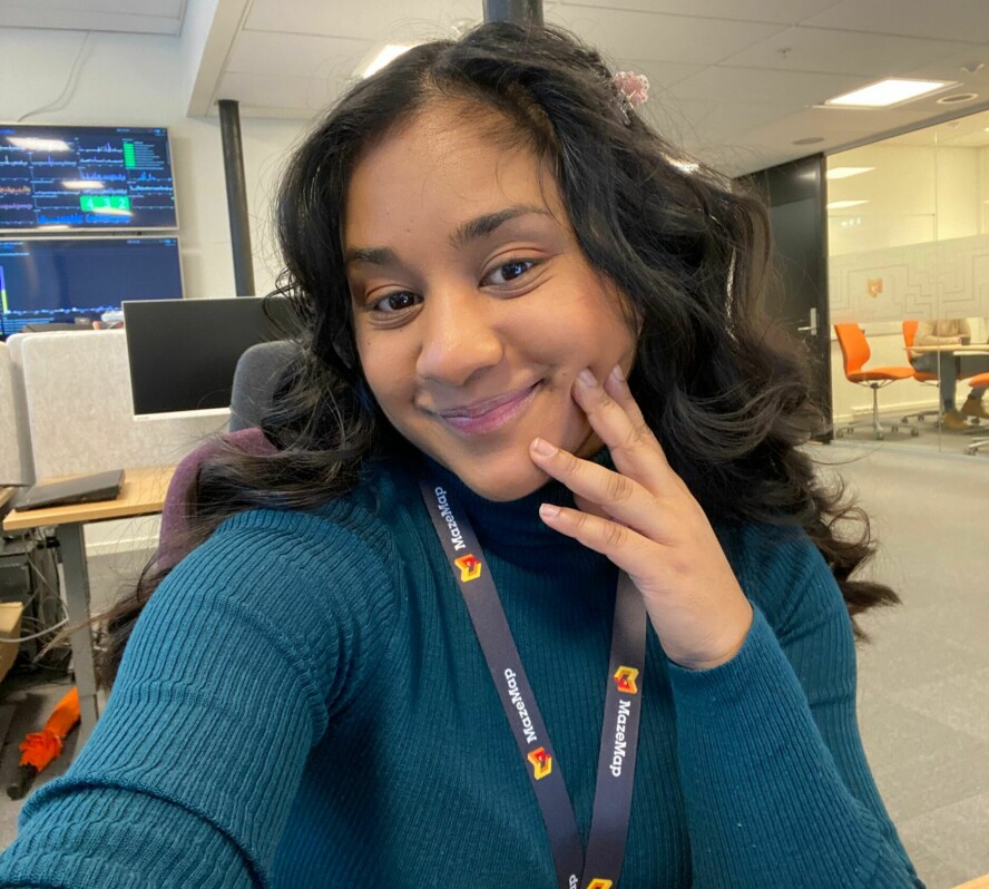 Taheera Ahmed er software engineer intern hos Mazemap. 📸: Privat