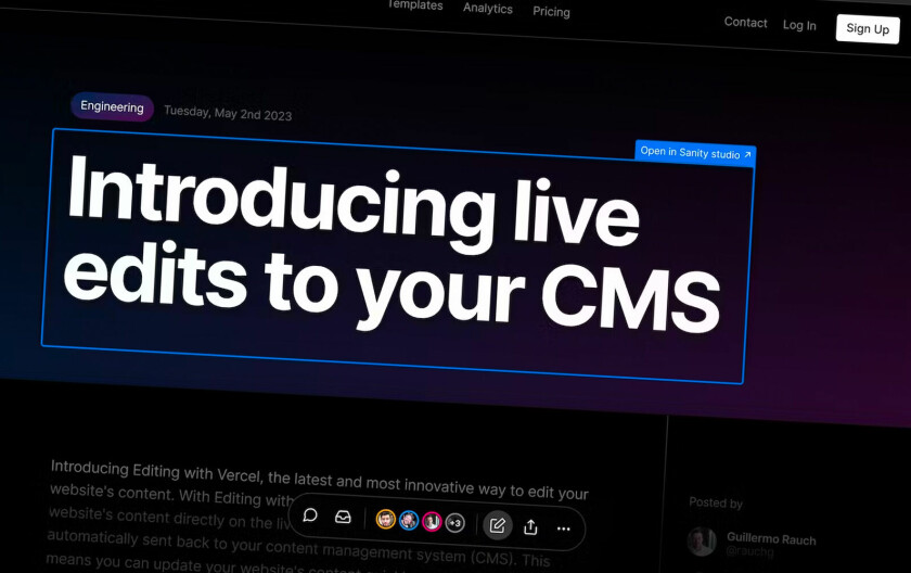 En ny åpen standard skal gjøre det enklere å redigere innhold på nettsider som bruker headless CMS-løsninger. 📸: Skjermbilde/Vercel