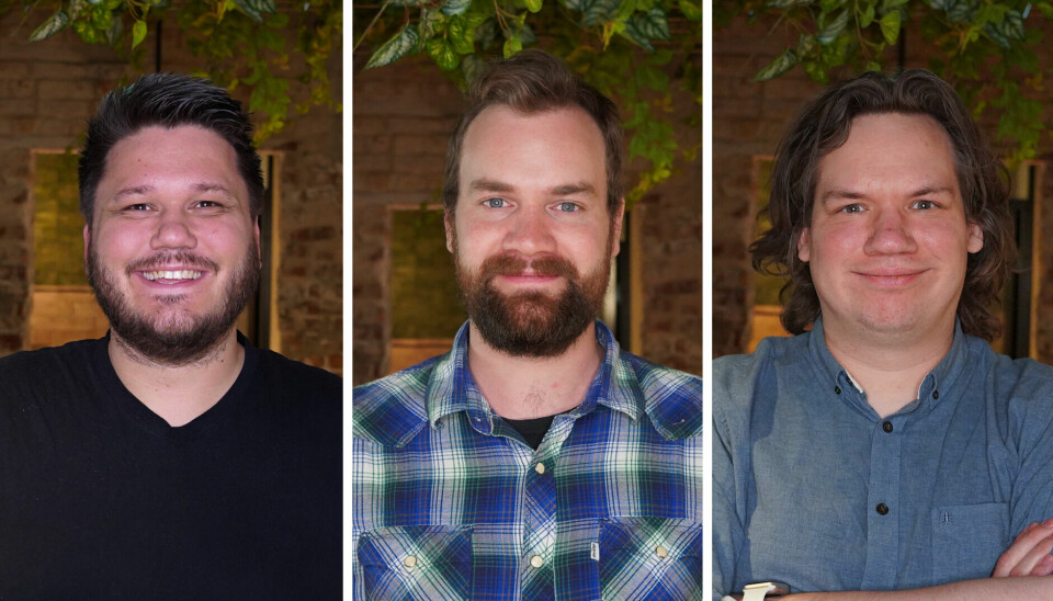 Kristoffer Johansen (36), Thomas Warren (27) og John Mikael Lindbakk (32) har fått jobb som utviklere i bspoke.📸: bspoke