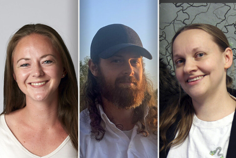 Sara Waaler Eriksen i Bekk, Eirik Langholm Vullum, selvstendig utvikler, og Ruth Merethe Granevang i Gyldendal. 📸: Bekk / privat