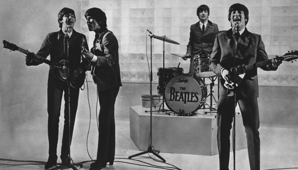 The Beatles spiller konsert. Fra venstre til høyre: Paul McCartney, George Harrison, Ringo Starr, og John Lennon. 📸: AP Photo