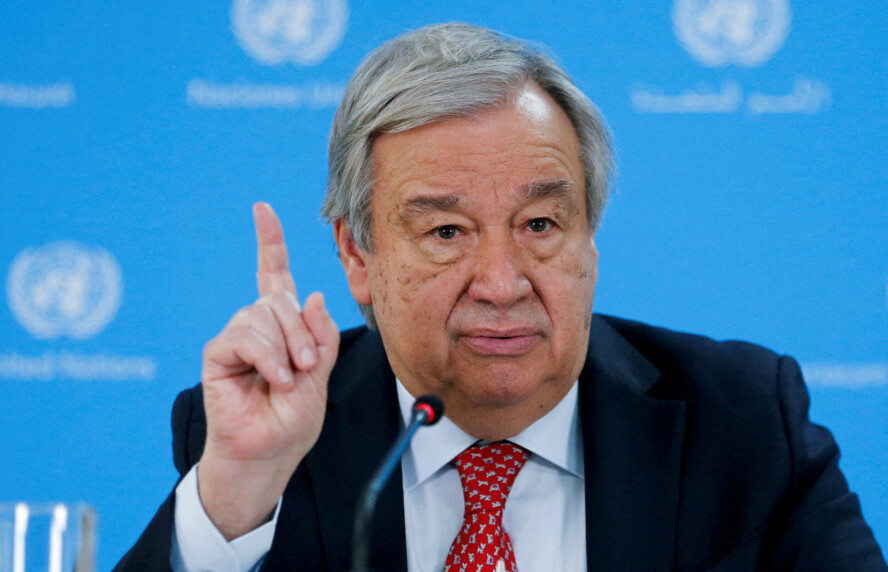 Rundt 3.000 eksperter samles i Genève denne uken til den første globale FN-samlingen om kunstig intelligens. Her FNs generalsekretær Antonio Guterres. 📸: REUTERS/Thomas Mukoya/File Photo
