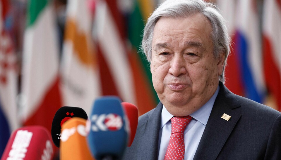 Generalsekretær António Guterres ønsker at medlemslandene innen 2026 får på plass en bindene pakt for å forby dødelige autonome våpensystemer. 📸: Kenzo TRIBOUILLARD / AFP)