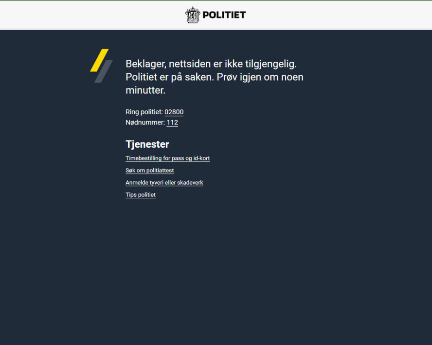 Forsøk på DDoS-angrep er relativt utbredt og noe mange aktører utsettes for med jevne mellomrom, forteller politiet. 📸: Skjermdump / NTB