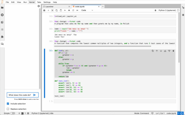 Skjønner du ikke hva koden gjør? Jupyter AI kan forklare den for deg. 📸: Project Jupyter