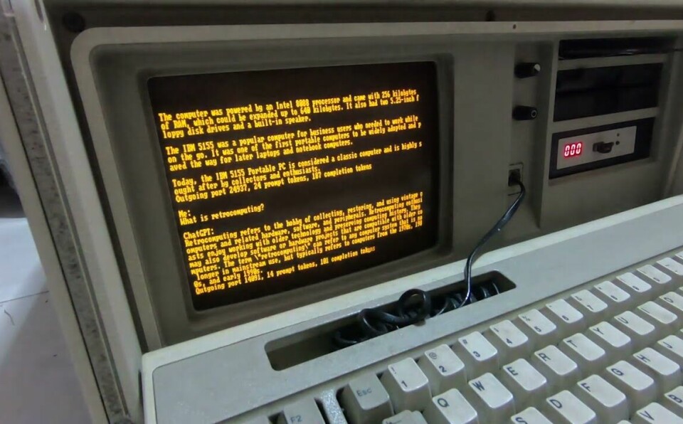 DOS ChatGPT client on a 1984 IBM Portable PC 5155