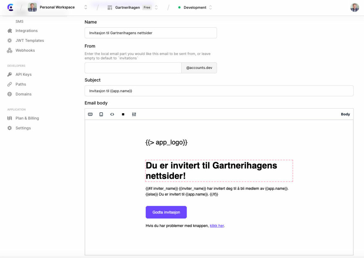Via admin-dashbordet kan du blant annet lage skreddersydde e-postinvitasjoner.