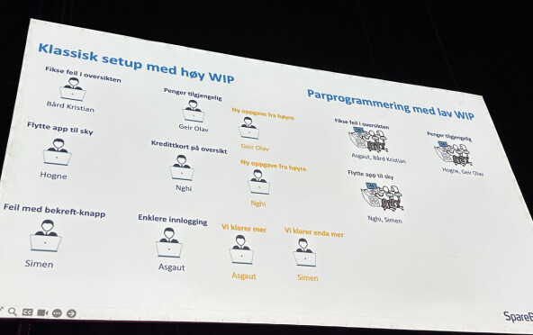 Parprogrammering gir mer teamfølelse og mindre belastning på hver enkelt utvikler, mener Asgaut Mjølne i Sparebank1. 📸: Kurt Lekanger