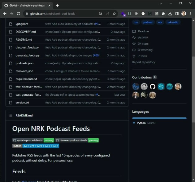 'Open NRK Podcast Feeds' er et hobbyprosjekt som lar deg høre på NRKs podcaster utenfor NRKs radioapper.