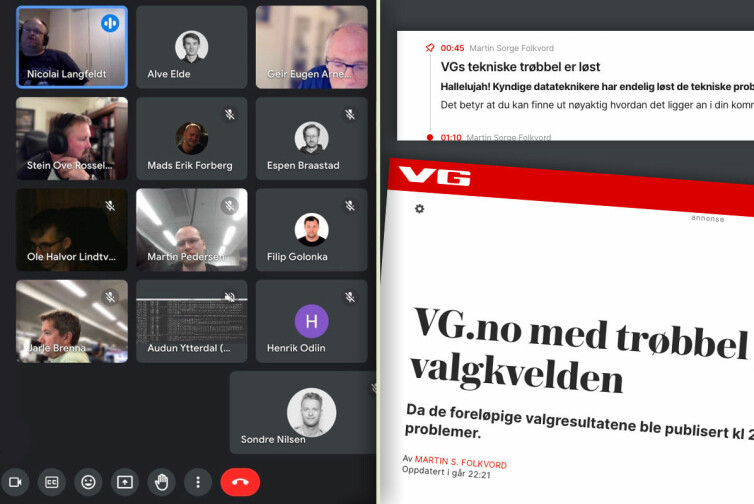 Utviklerne i VG jobbet på spreng valgkvelden for å finne årsaken til at nettsidene gikk ned. 📸: VG