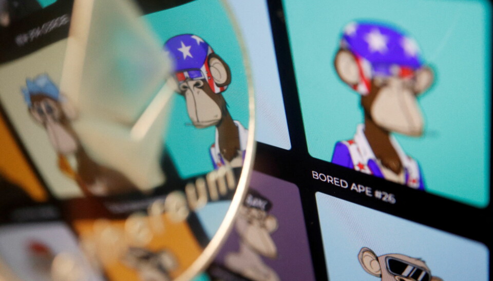 Digitale aper fra Bored Ape Yacht Club er fortsatt verdt penger, men verdien har i likhet med andre NFT-er kollapset fullstendig i det siste. 📸: REUTERS/Florence Lo/Illustration