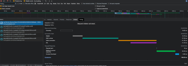I Cloudflares eksempel ble en WordPress-side 150 ms tregere på grunn av mange forespørsler til Googles servere. 📸: Cloudflare