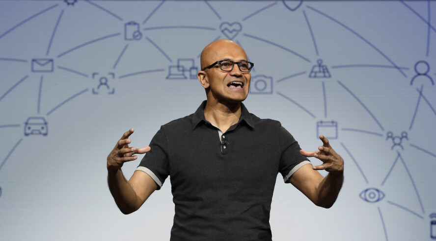 Microsoft-sjef Satya Nadella leter etter en programsjef for kjernekraftsteknologi. 📸: AP Photo/Elaine Thompson
