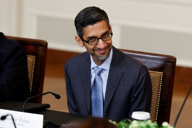 Enn så lenge har ikke den amerikanske IT-giganten Google bekreftet om de skal bygge på tomten de kjøpte i 2019.Her: Google-sjef Sundar Pichai. 📸: REUTERS/Evelyn Hockstein/File Photo