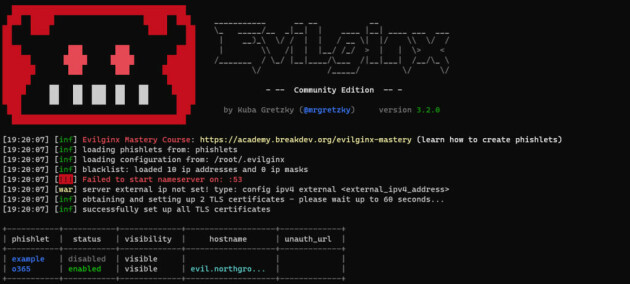 Evilginx ferdig konfigurert for O365
