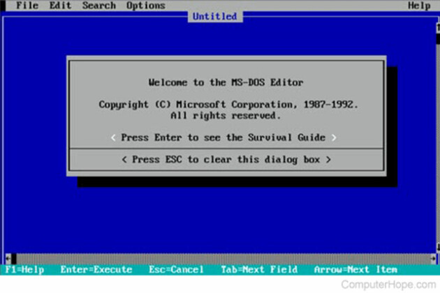 Slik ser den gamle Windows Edit-editoren ut. 📸: ComputerHope.com