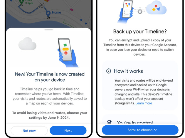 Tidslinjen vil snart lagres på telefonen din i stedet for på Googles servere. 📸: Google