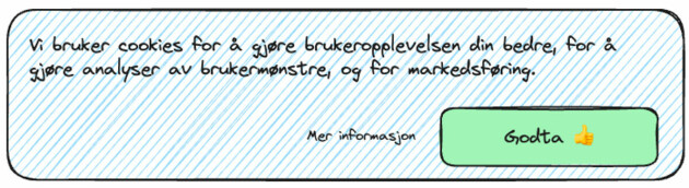 Eksempel på et typisk cookiebanner. 📸: Bekk