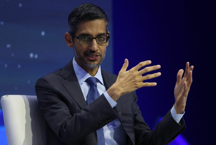 Google må betale 630 millioner dollar til et forliksfond for kunder og 70 millioner dollar til et fond som amerikanske delstater skal ta i bruk, går det fram av forliket. Her: Google-sjef Sundar Pichai. 📸: Justin Sullivan/Getty Images/AFP (Photo by JUSTIN SULLIVAN / GETTY IMAGES NORTH AMERICA / Getty Images via AFP)