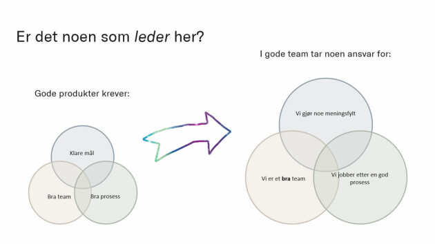 Modell for de tre aspektene ved et team som kreves for å lage gode produkter. 📸: Bekk