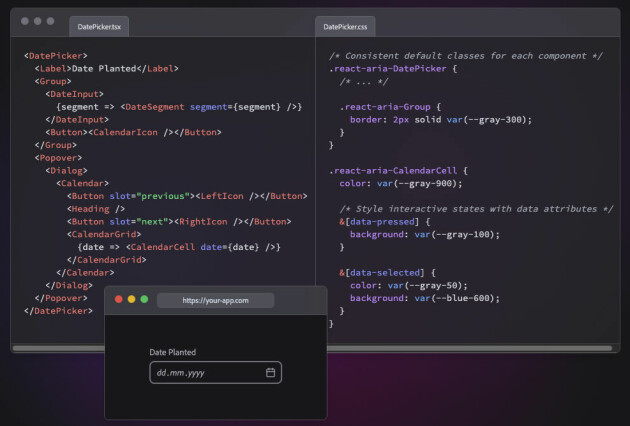 Aria Components styles slik du vil med standard CSS, Tailwind eller hva du måtte bruke. 📸: Adobe