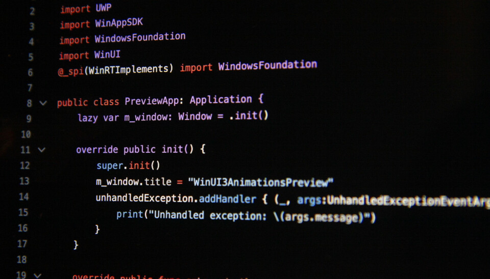 Eksempelkode for en Windows-app skrevet i Swift. 📸: Kurt Lekanger