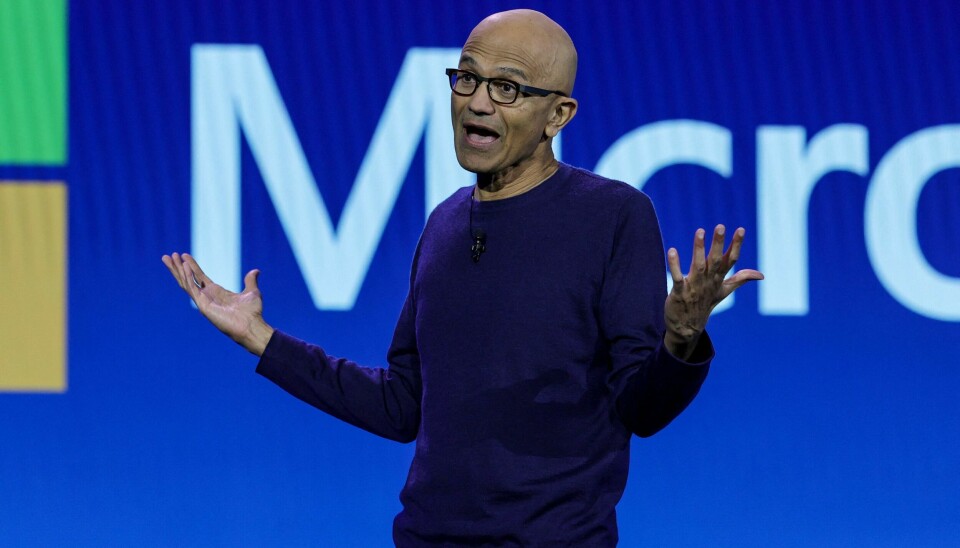 Microsoft overtok tidligere denne måneden igjen tittelen som verdens mest verdifulle selskap da selskapets markedsverdi bikket over Apple. Jubelen ble imidlertid kortvarig, og Apple er nå tilbake på topp. Her Microsoft-sjef Satya Nadella under CES. 📸: Getty / NTB