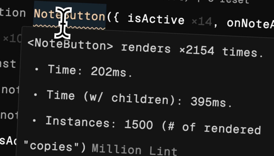 Rendrer knappen din 2154 ganger? Da er det antagelig på tide å finne ut hvorfor. 📸: Million.js / skjermdump