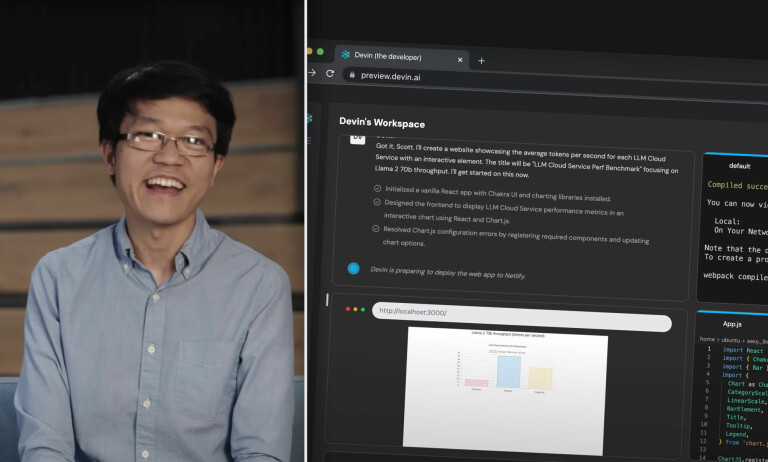 Scott Wu er grunnlegger og CEO i Cognition AI, som står bak AI-utvikleren 'Devin'. 📸: Cognition/Skjermbilder fra YouTube