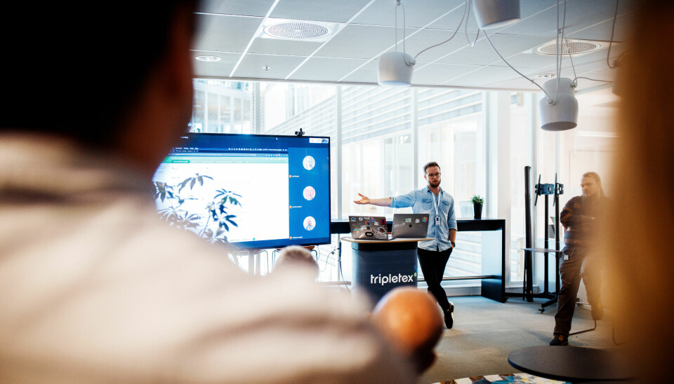 Sterk utviklingsmiljø: Tverrfaglige team jobber med produkt og utvikling, med bred kompetanse innenfor AI, backend, frontend, produktutvikling og UX design. Foto: Oda Hveem.