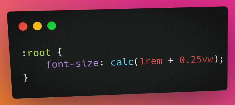 Her har du CSS-snutten som gir deg dynamisk font-størrelse uten breakpoints. 📸: Ole Petter Baugerød Stokke