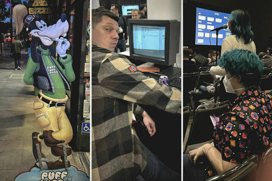 Rus, gamle datamaskiner og folk med turkis hår prega David Skaufjords tur til GDC 2024 i San Fransisco. 📸: David Skaufjord