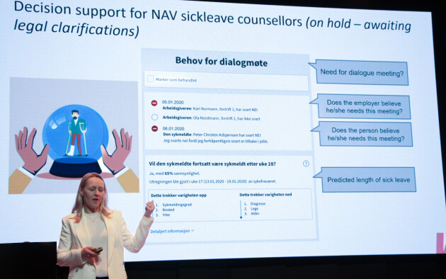 NAV ville bruke personopplysninger for å gi bedre beslutningsstøtte for de som behandler sykemeldinger, men for å få til det trengs det tilgang til personopplysninger. Dette må avklares juridisk før det kan bli aktuelt. 📸: Kurt Lekanger