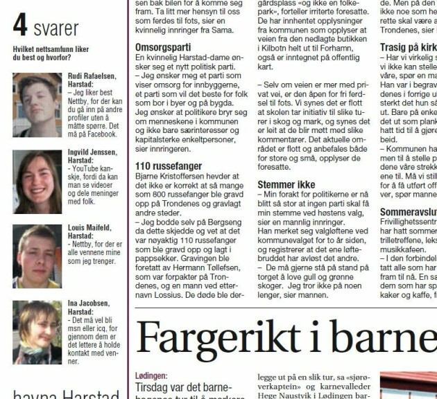 Harstad Tidende 10. juni, 2009.