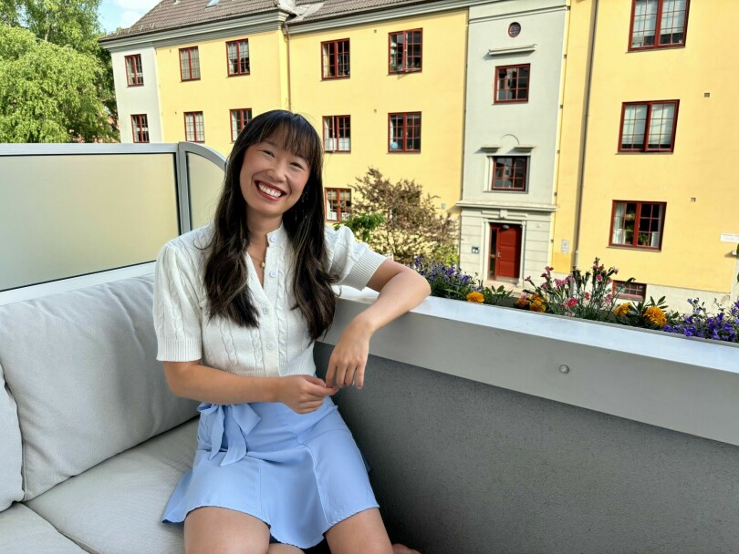 Kristine Jun Grøttland forteller om jobben som backend-utvikler i NRK. 📸: Privat