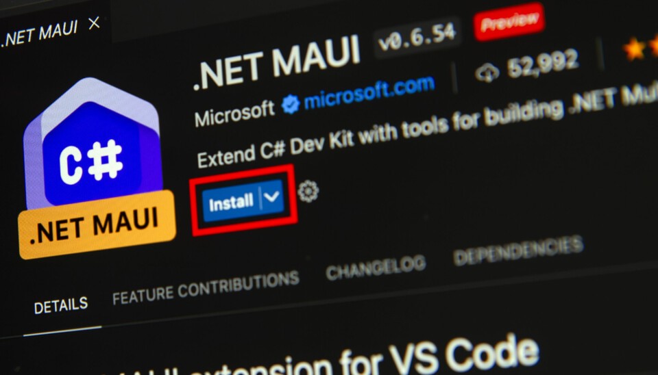 Nå kan du installere den endelige versjonen av tillegget som gjør det mulig å utvikle .NET MAUI-apper i VS Code på både Windows og Mac. 📸: Kurt Lekanger / Microsoft