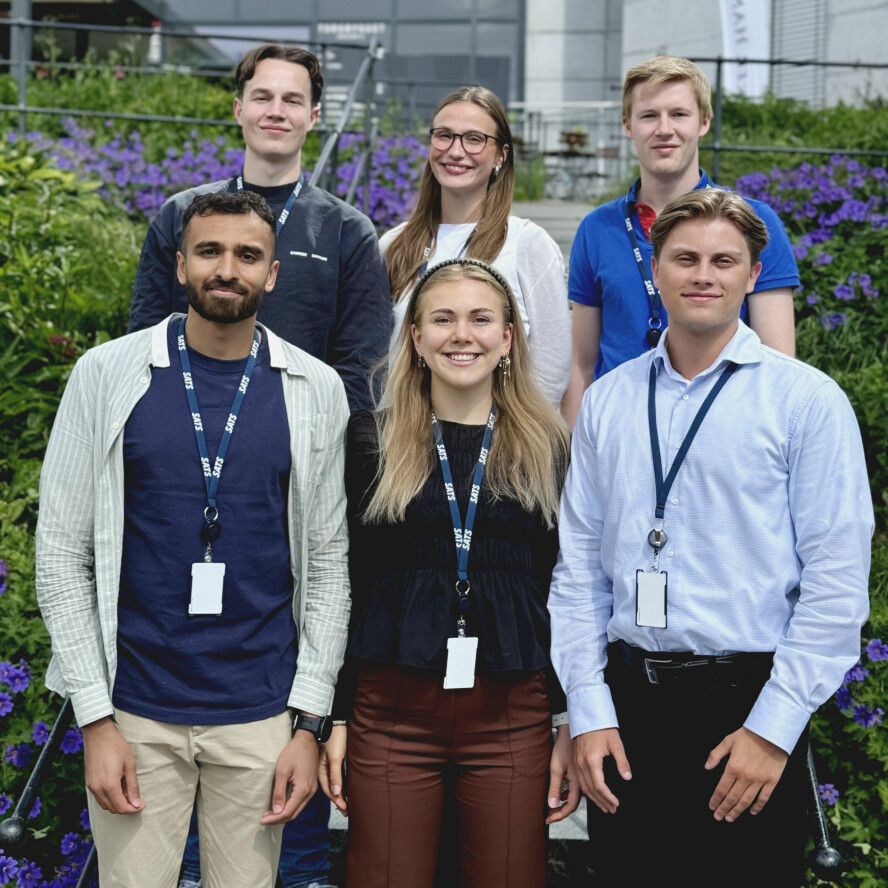 Espen Noreng, Ingeborg Simons Markusson, Jesper Steinsrud, Ahmed Waseem Saeed, Mirjam Liodden og Lars Magne Stangeland er sommerstudenter hos SATS.