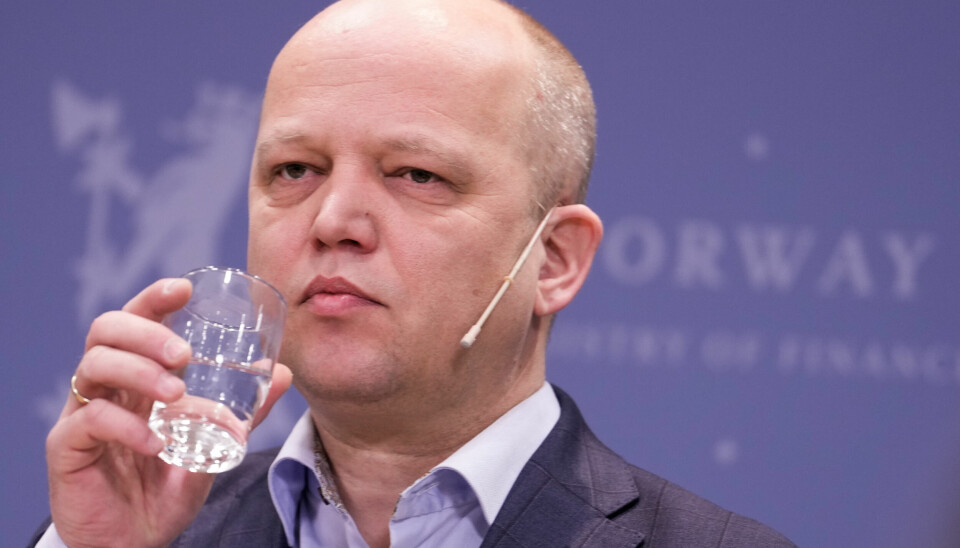 Finansminister Trygve Slagsvold Vedum ønsker en global grunnrenteskatt på persondata. 📸: Javad Parsa / NTB