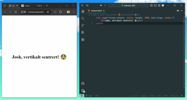 Nå kan du enkelt sentrere en div med én linje CSS gjennom align-content.